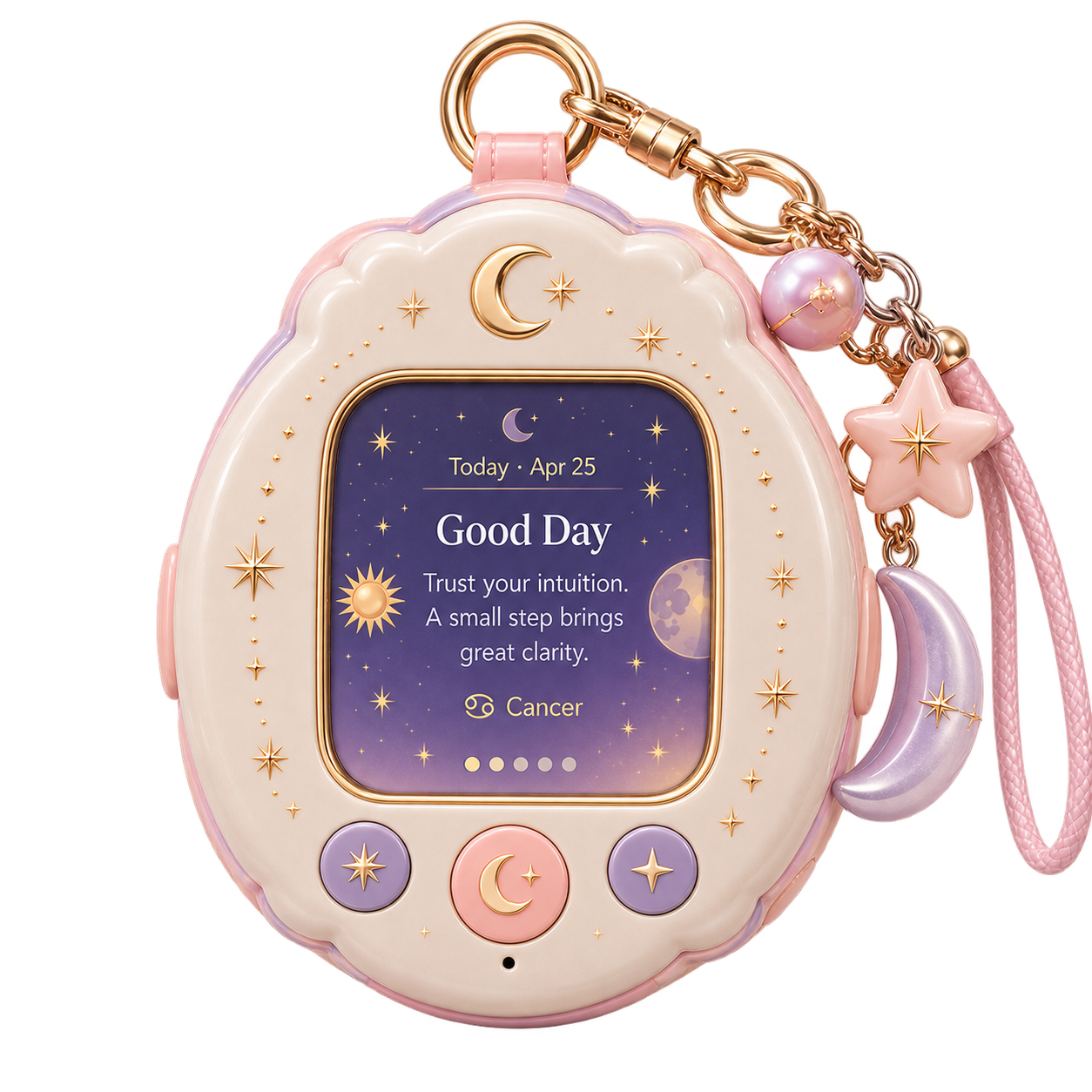 Pearl, blush and lavender Lunetta astrology bag charm